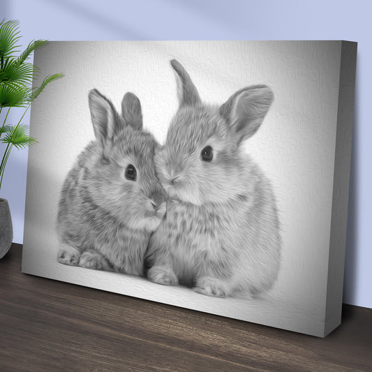 Gray Rabbits Sketch Canvas Wall Art