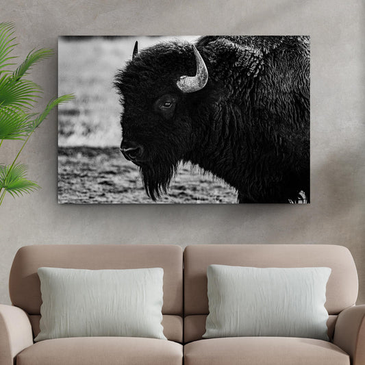 Black and White Bison Canvas Wall Art