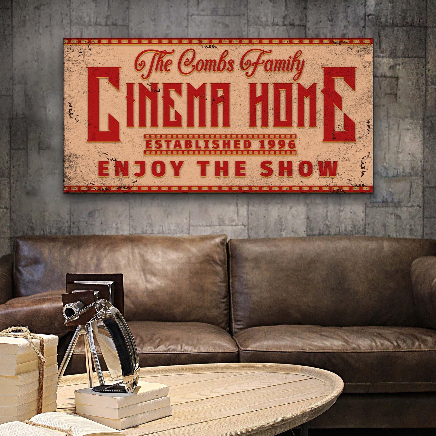 Enjoy The Show Family Cinema Home Sign