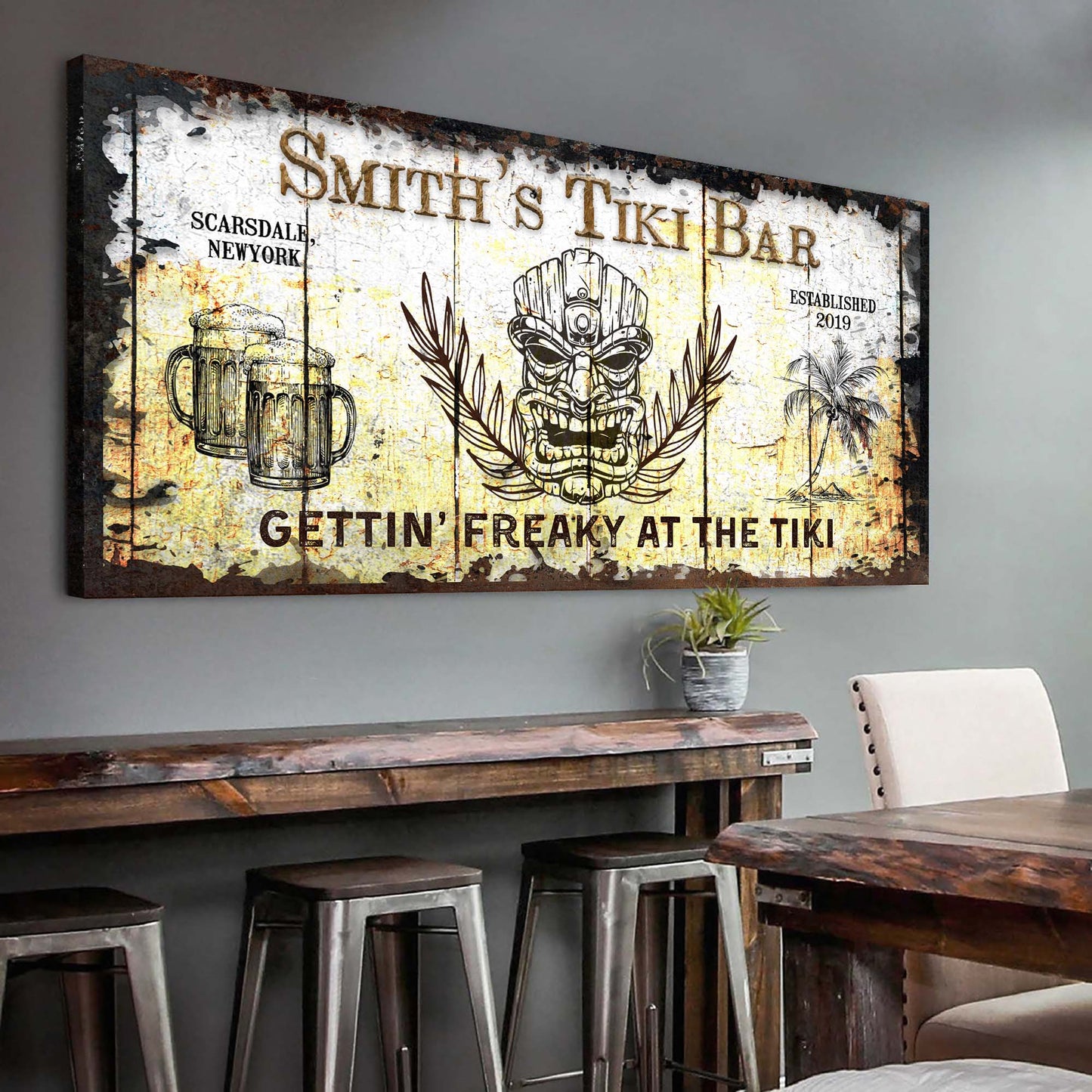 Personalized Tiki Bar Sign: Custom Bar Signs for Home Bar – Ideal For Your Basement Bar Or Man Cave Decor