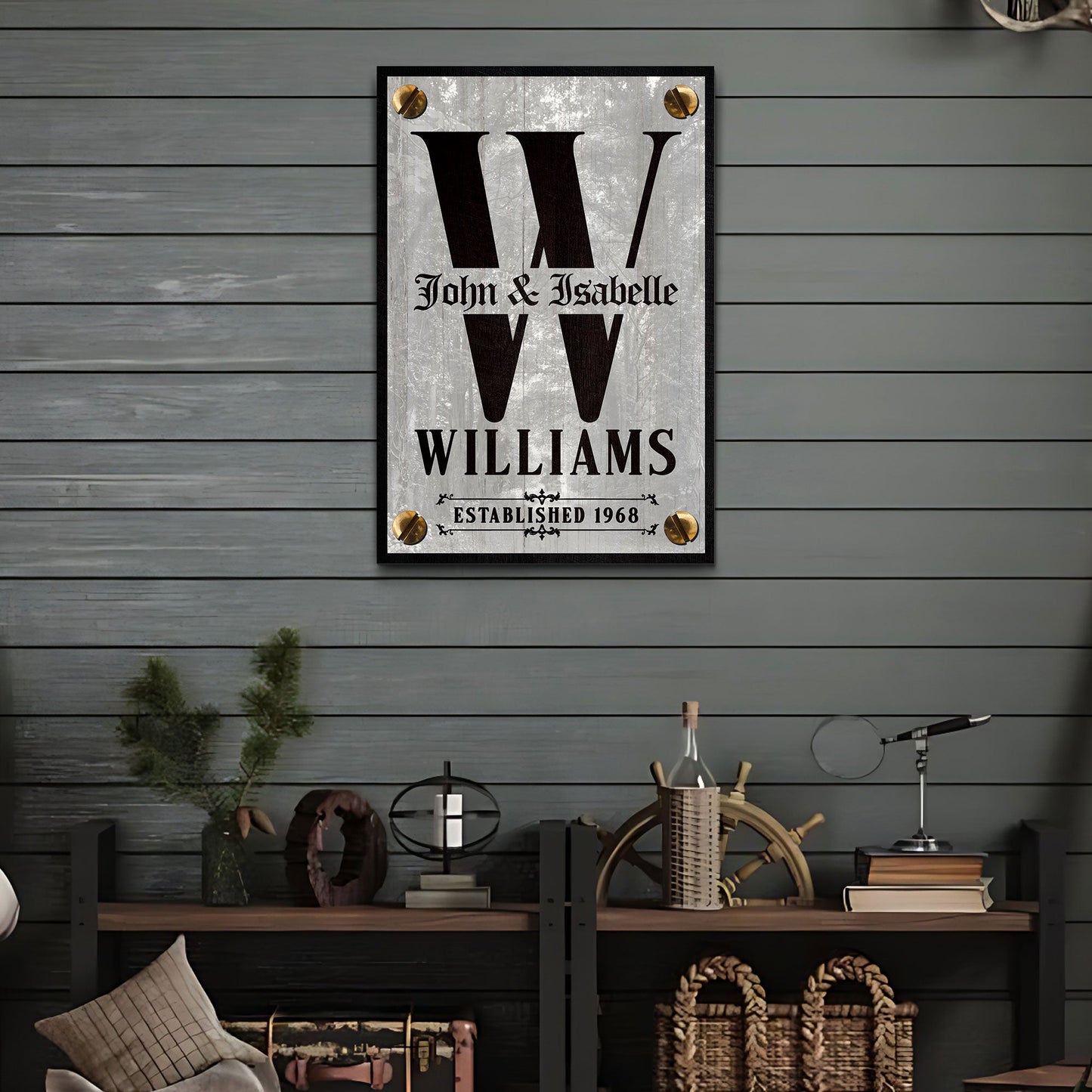 Family Name Portrait Monogram Sign III