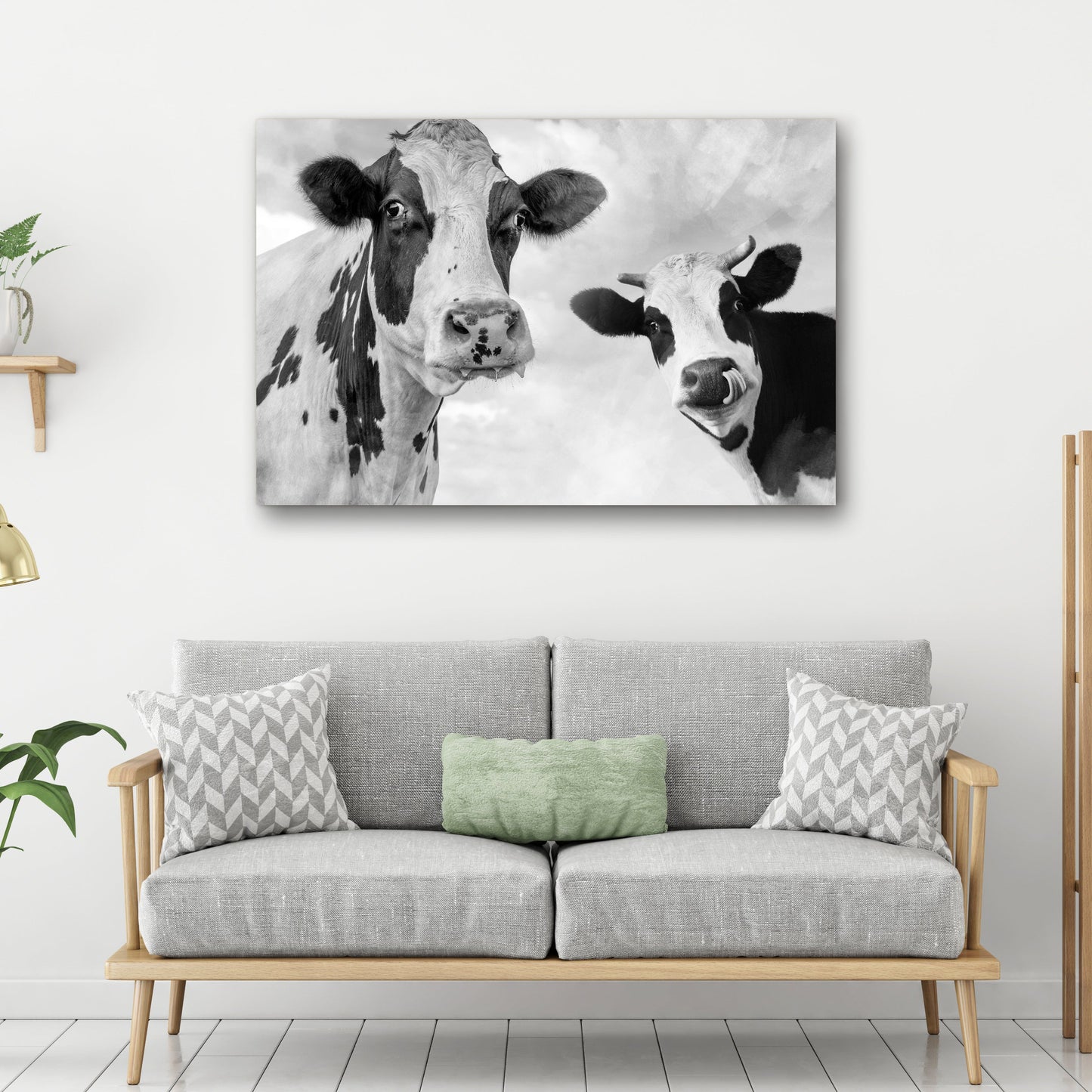 Monochrome Holstein Cows Canvas Wall Art