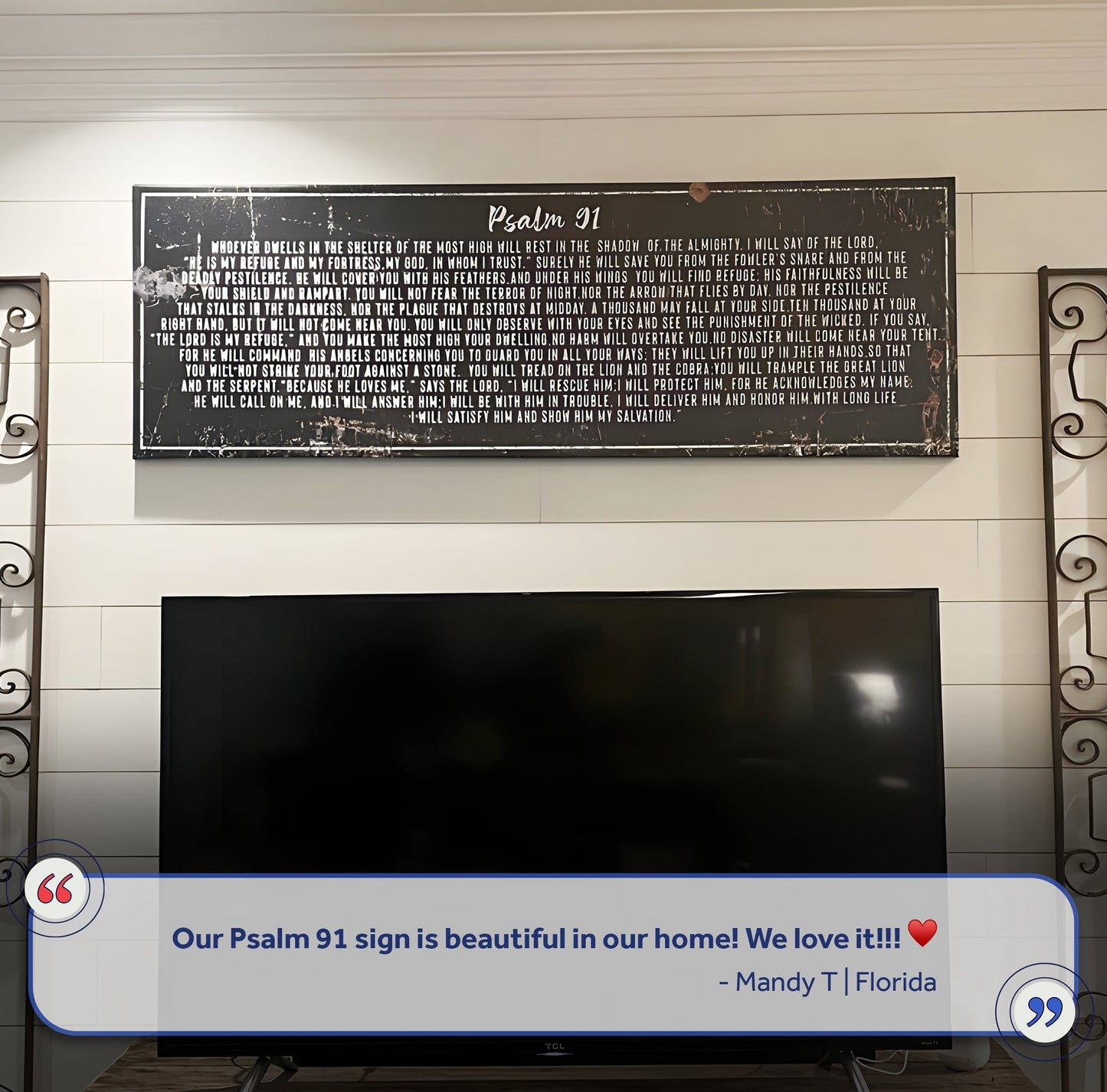 Psalm 91: 'He Is My Refuge' Sign - Inspirational Christian Wall Art for living room, religious decor