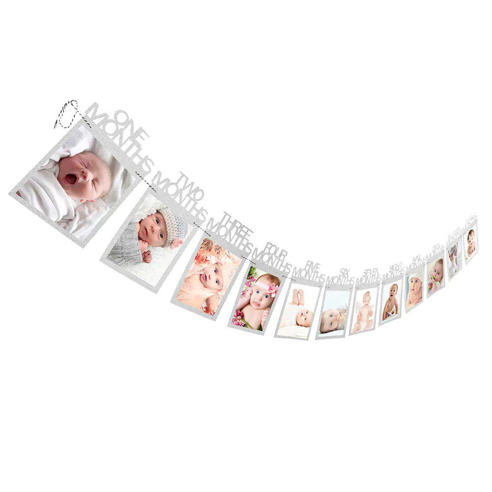 Baby's First Year Photo Wall Decor with Banners and Clips