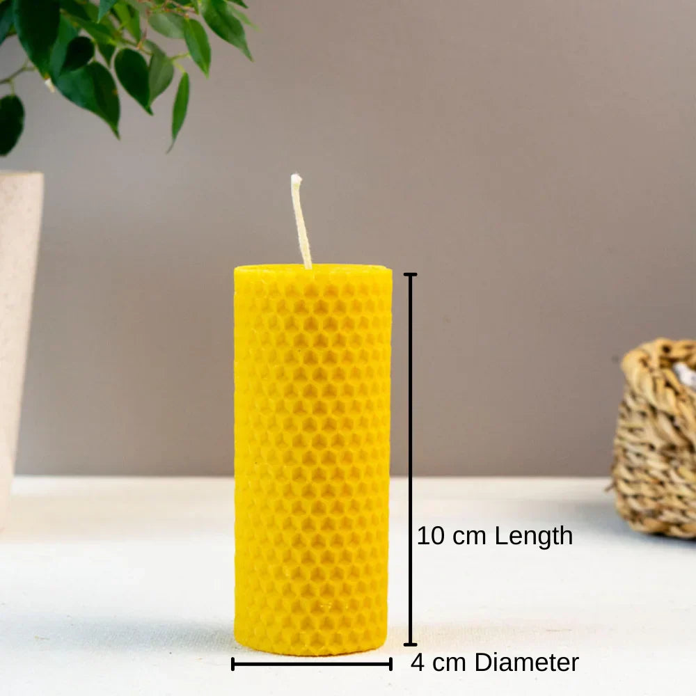 Handmade Natural Honey Rolled Beeswax Candles
