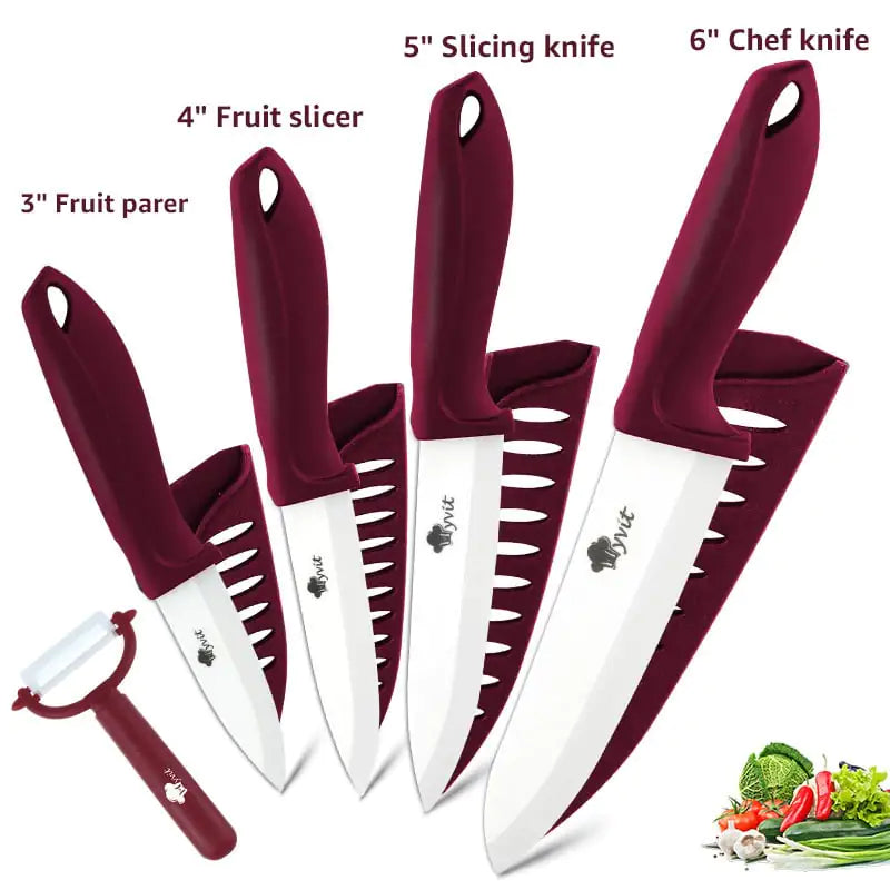 Five-Piece Standable White Zirconia Ceramic Knife Set