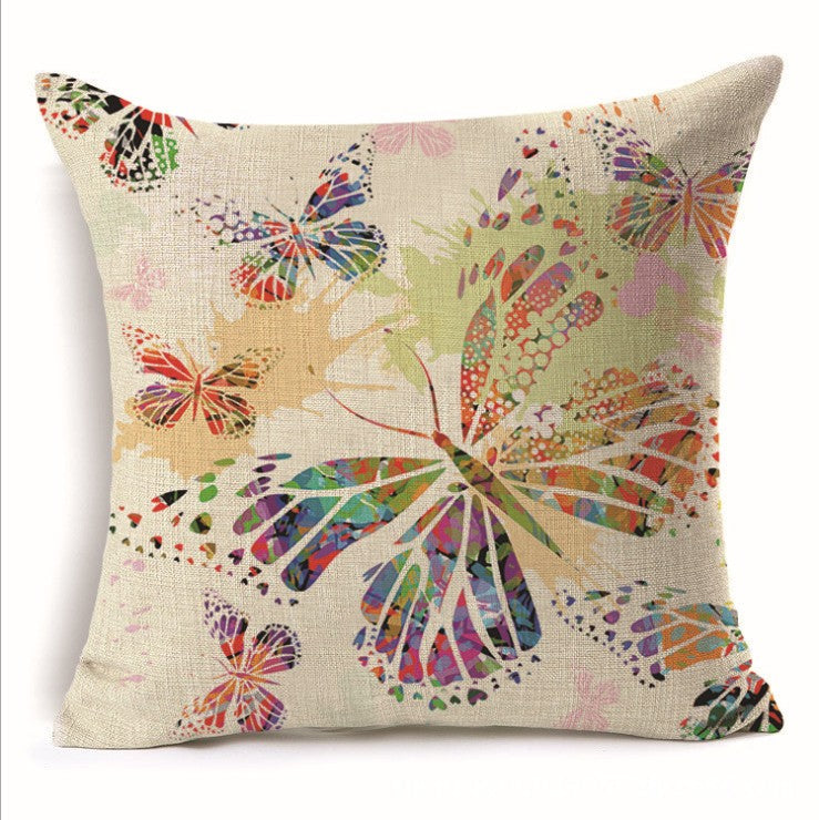 Square cloth pillow covers with butterfly images 18x18 inches, pack of 2 throw pillows covers (With or Without Inserts) 18"x18"