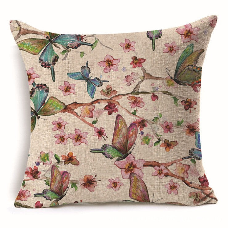 Square cloth pillow covers with butterfly images 18x18 inches, pack of 2 throw pillows covers (With or Without Inserts) 18"x18"