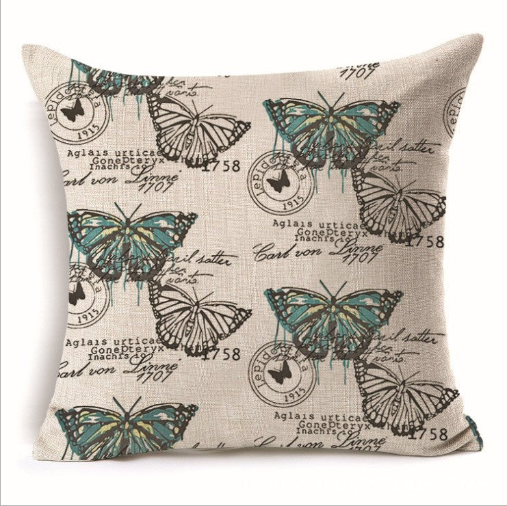 Square cloth pillow covers with butterfly images 18x18 inches, pack of 2 throw pillows covers (With or Without Inserts) 18"x18"