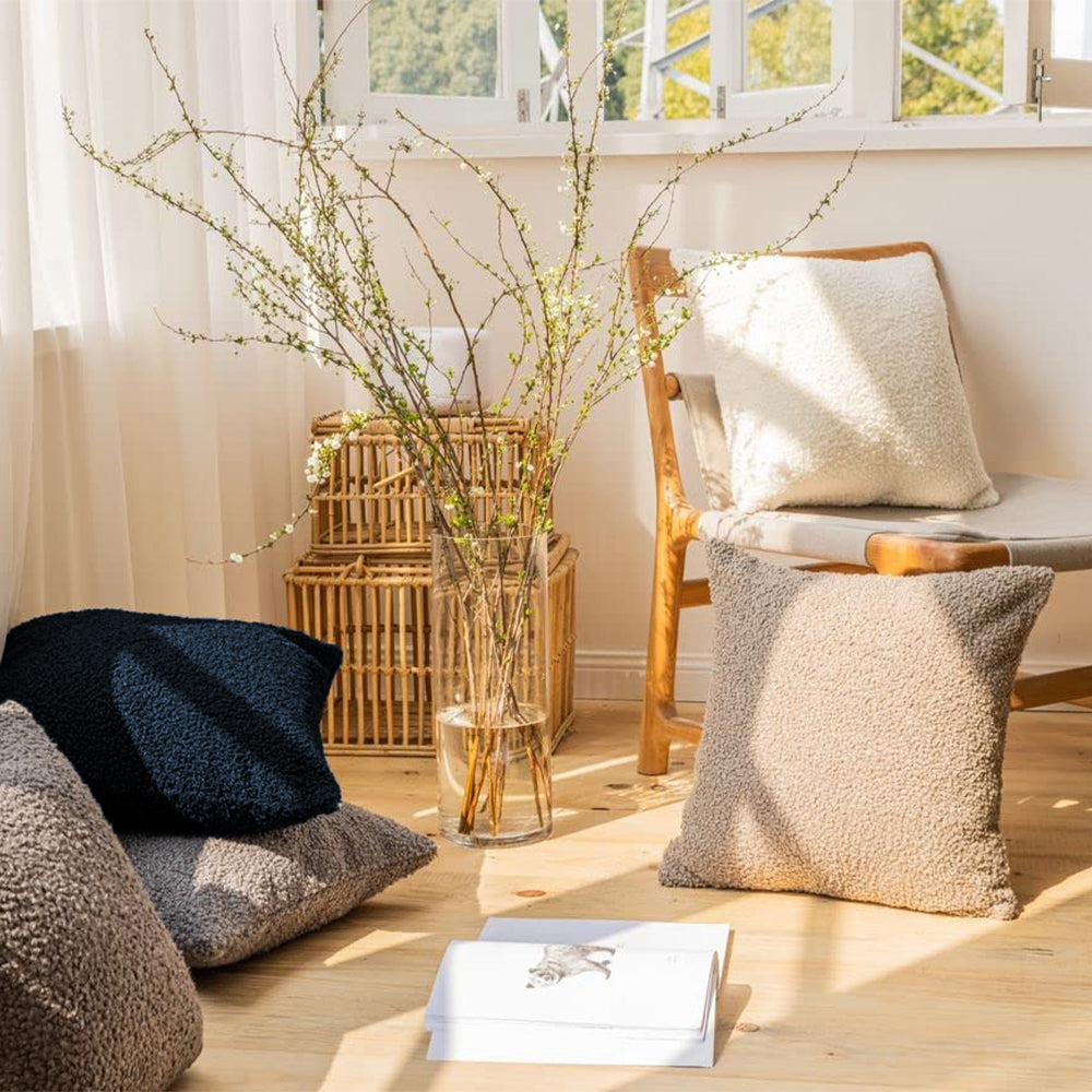 18"x18" Teddy Faux Fluffy Solid Color FULL set of Throw Pillow (With  Insert)