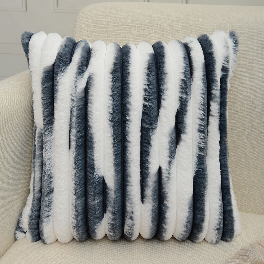18"x18" Ribbed Ombre Faux Fur Pillow 5 Colors – Ultra-Soft Two-Tone Design Luxury Textured Accent Insert Included