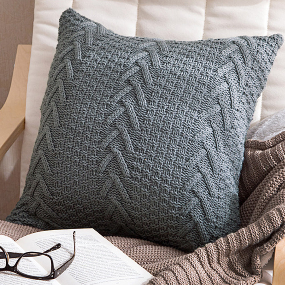 Knitted Cozy Home Decoration Throw Pillow (With or Without Insert) 18"x18"