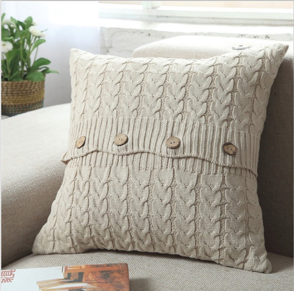 Knitted Cozy Home Decoration Throw Pillow (With or Without Insert) 18"x18"