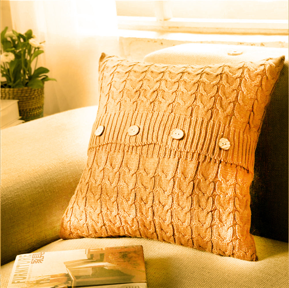 Knitted Cozy Home Decoration Throw Pillow (With or Without Insert) 18"x18"