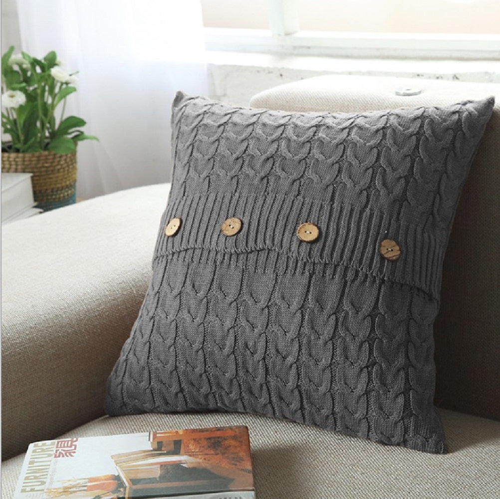 Knitted Cozy Home Decoration Throw Pillow (With or Without Insert) 18"x18"