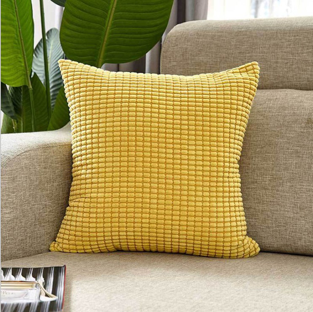 Set of 2 yellow polyester-blend throw pillows covers and inserts 20x20 inch