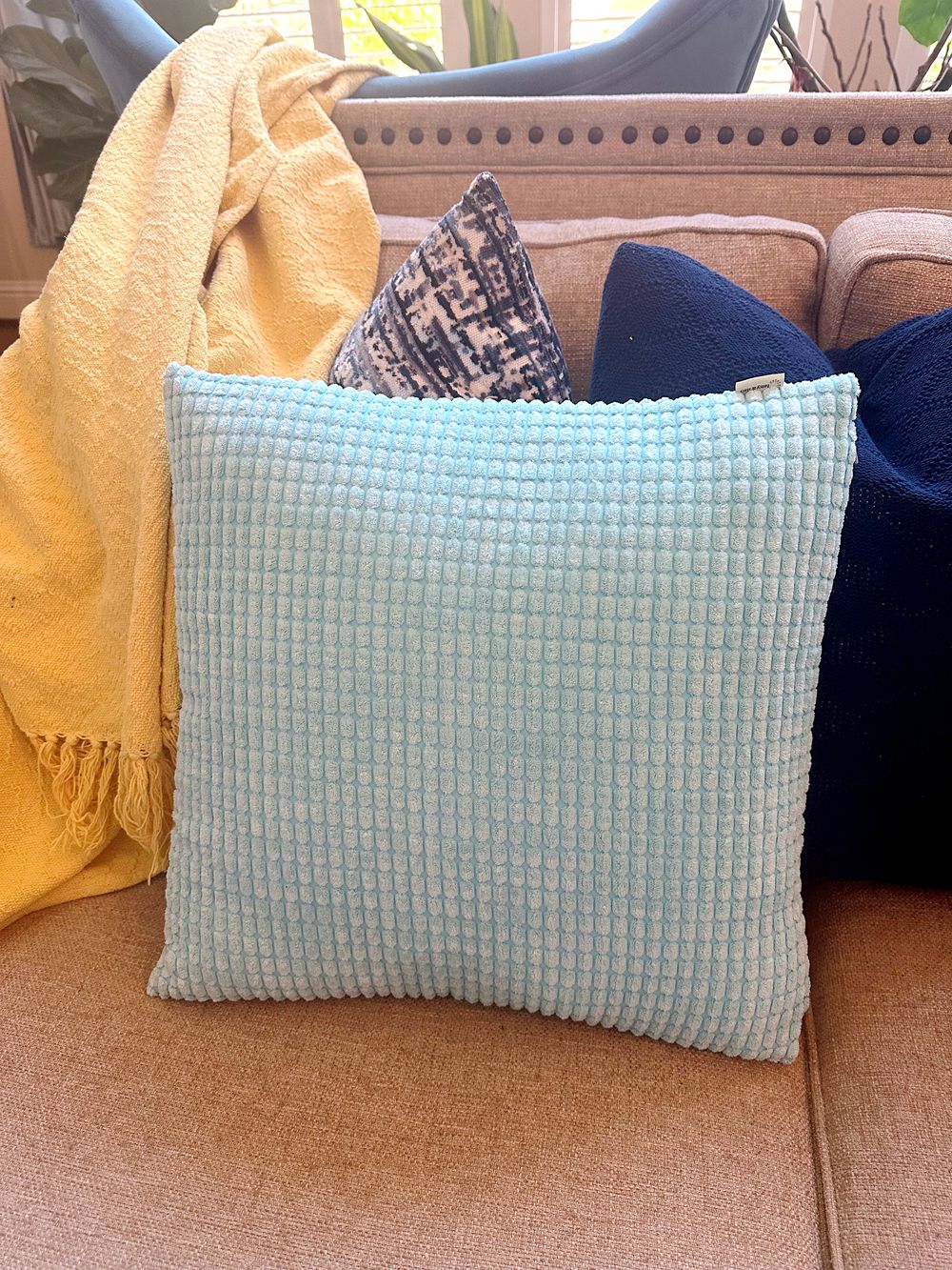 18''x18'' soft chenille dot throw pillow | 8 colors plush textured design | cozy modern accent | insert included