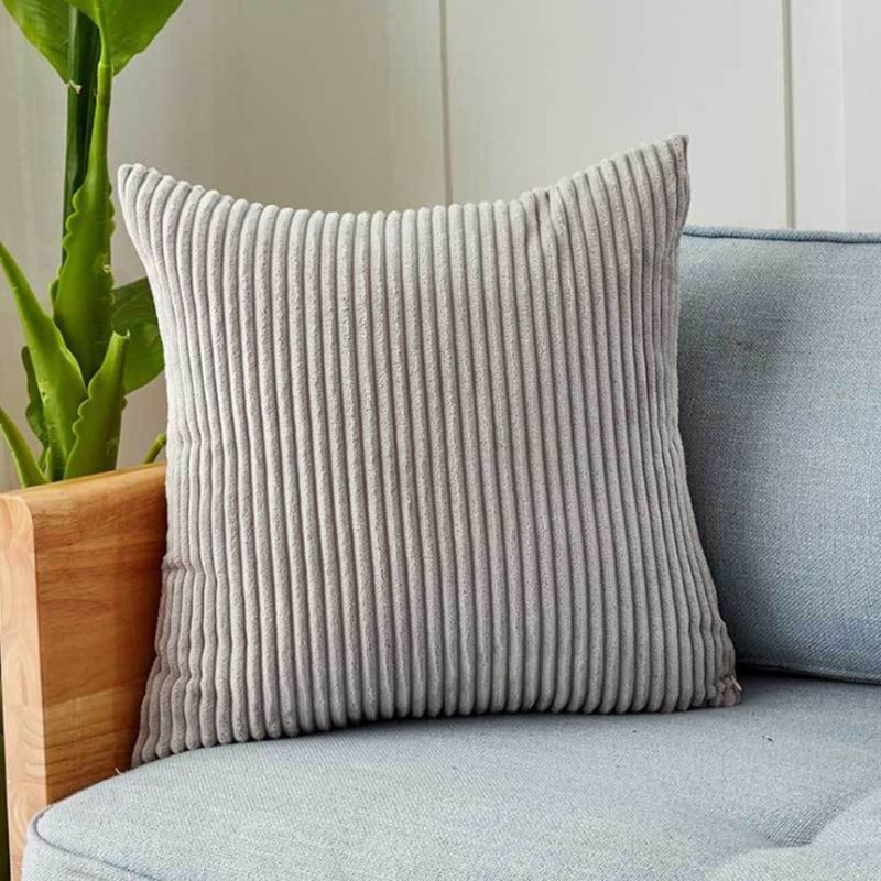 18''x18'' corduroy stripe throw pillow | 10 colors soft textured wide wale design | cozy modern accent | insert included