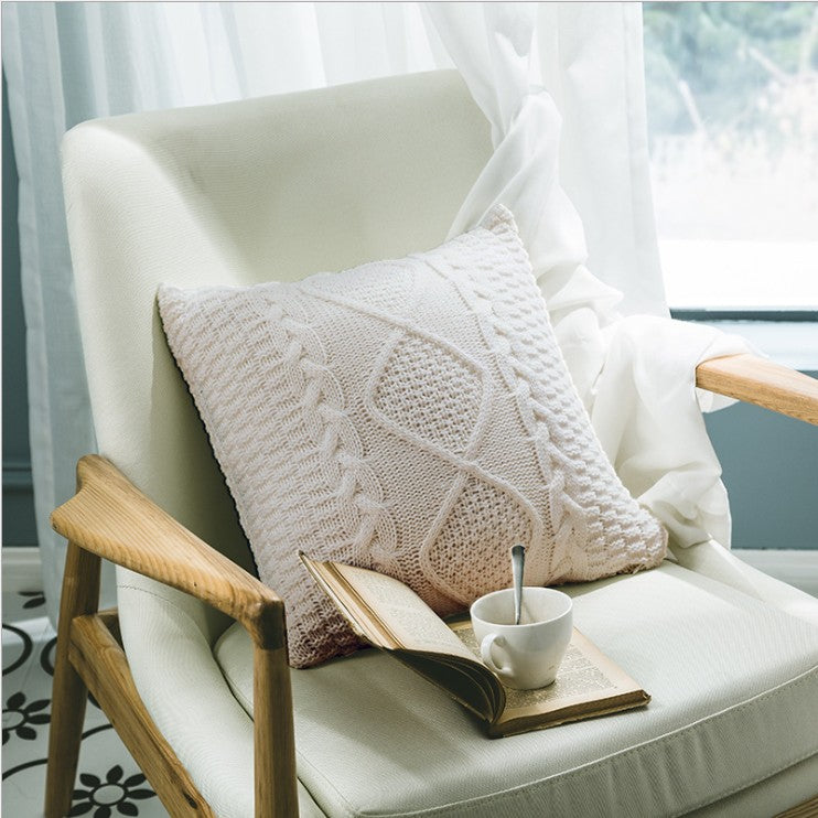 Knitted Cozy Home Decoration Throw Pillow (With or Without Insert) 18"x18"