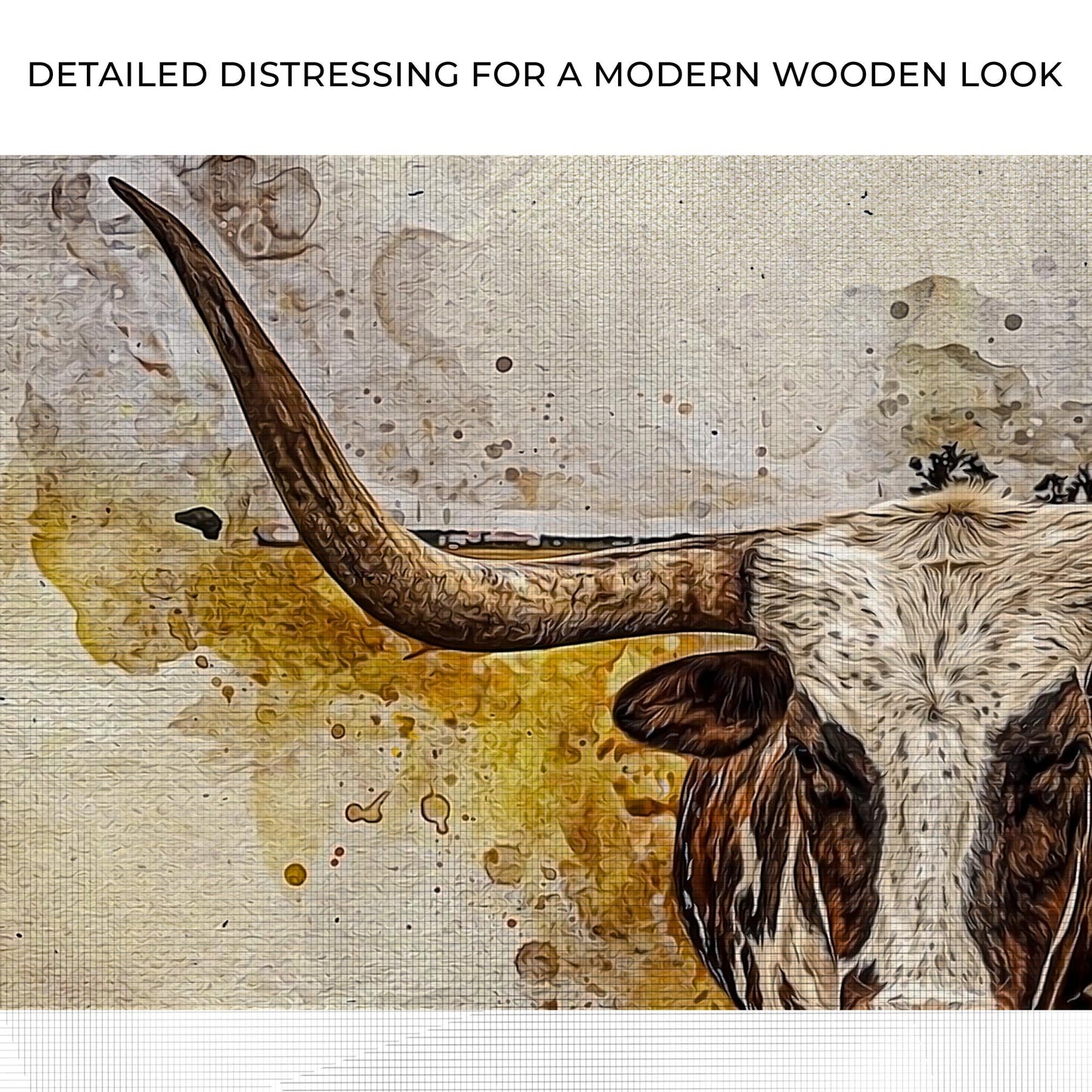 Texas Longhorn Watercolor Like Canvas Wall Art