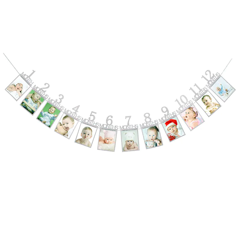 Baby's First Year Photo Wall Decor with Banners and Clips