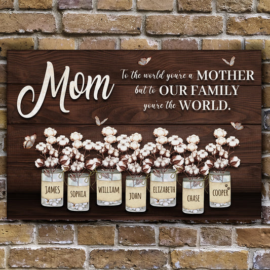 Mother's Day Sign To Our Family You Are The World II