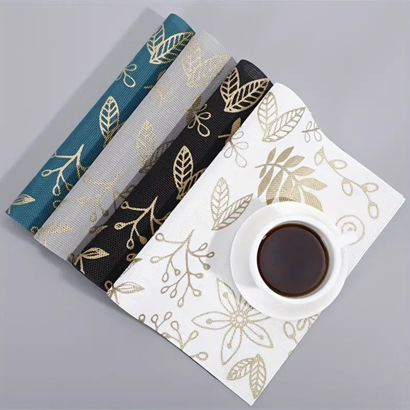 Single Rectangular PVC Table Mat with Leaf Print