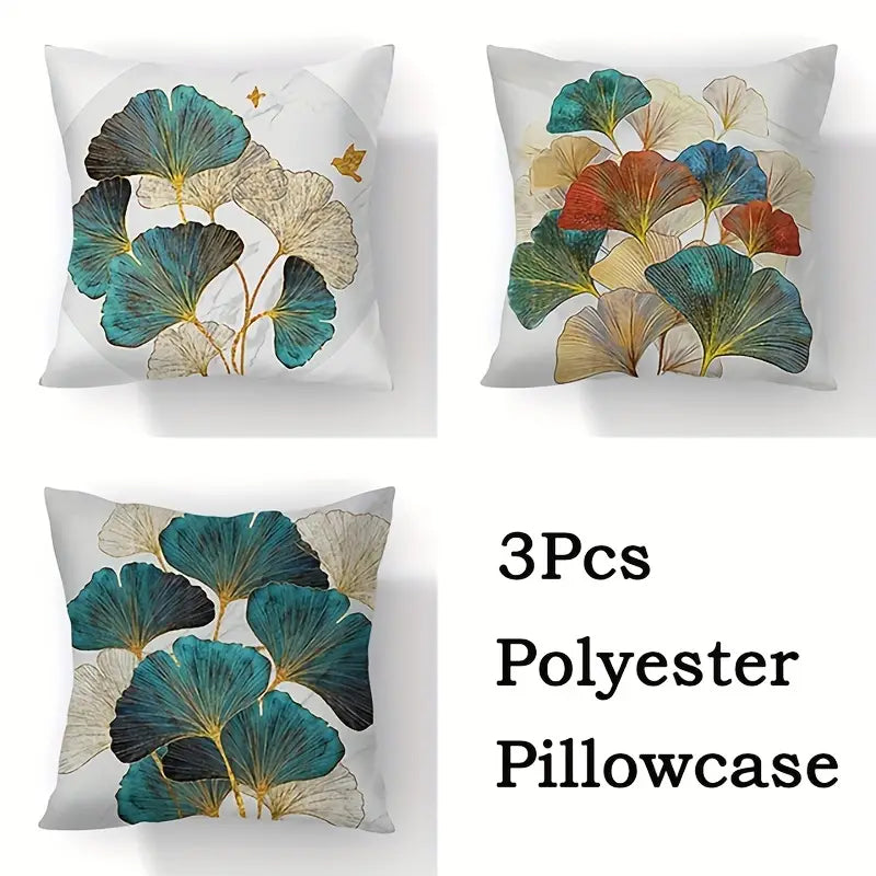 Ginkgo Biloba Polyester Throw Pillowcases - 3pcs Set