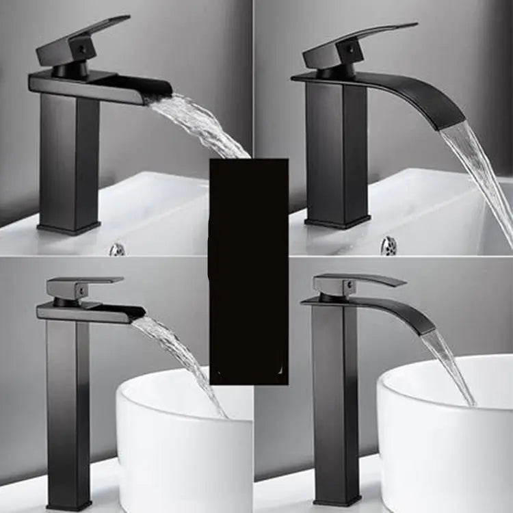 European Waterfall Faucet in Black Gold and Chrome Finish
