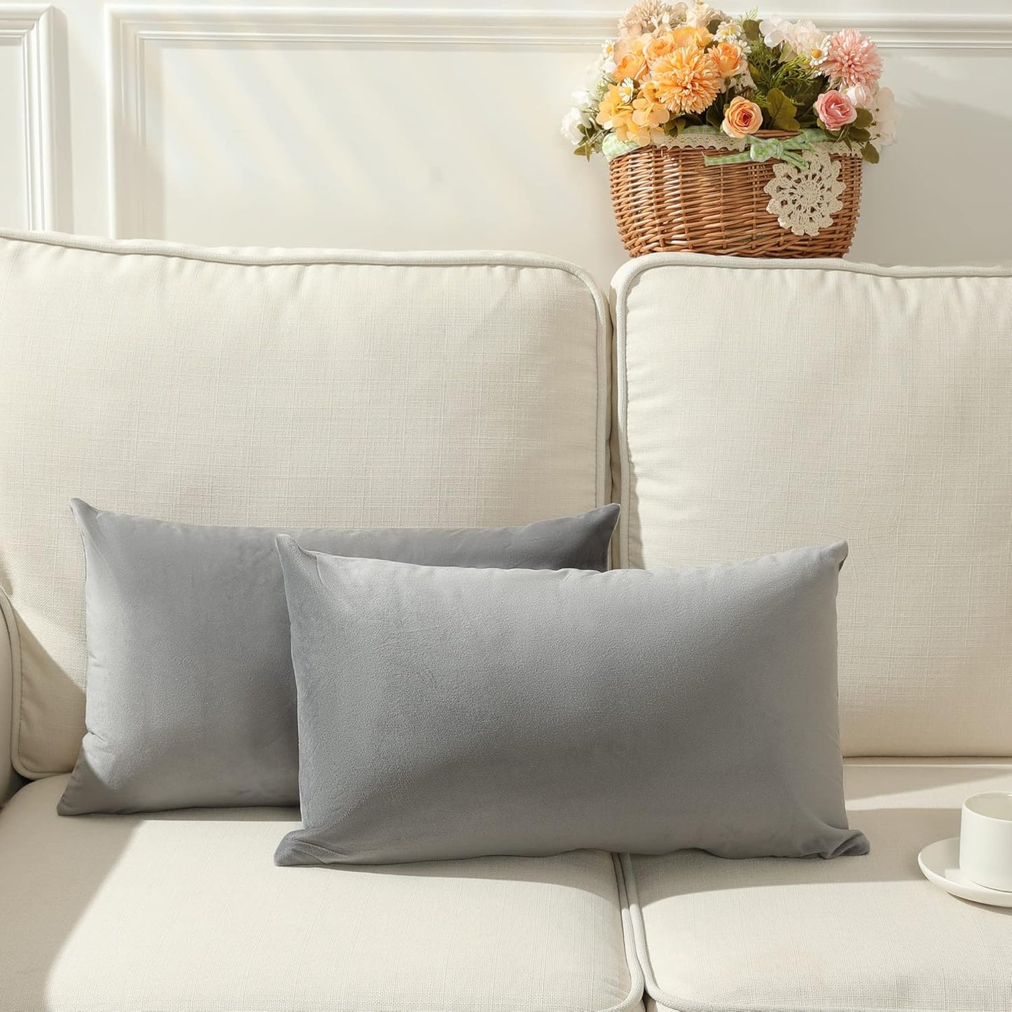 12"x20" luxury velvet lumbar support throw pillow | 7 vibrant colors |  insert included