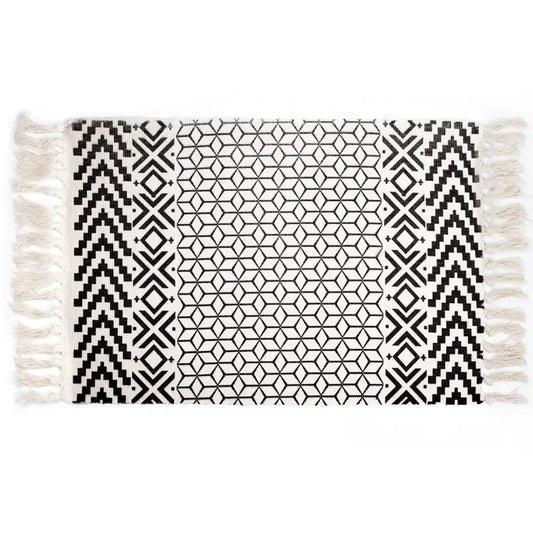 Bohemian Indoor Rug with Tassel Decor for Living Room