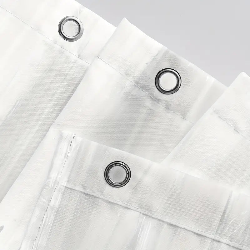 Navy Blue Oil Painting Shower Curtain for Your Bathroom