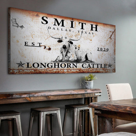 Longhorn Rustic Cattle Sign