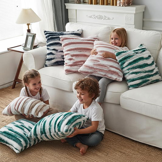 Set of 4 polyester blends well square throw pillow covers with inserts options (reversible sides) size 18"x18"