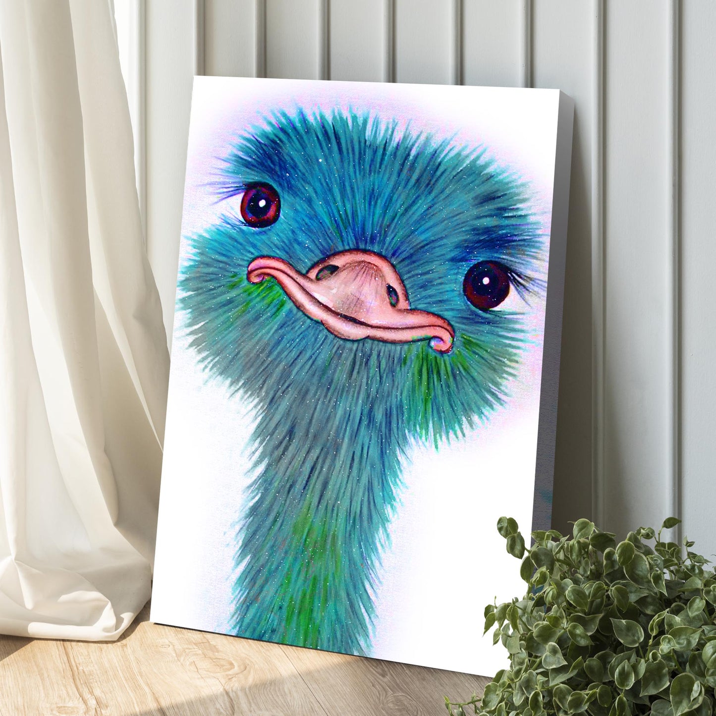 Watercolor Ostrich Canvas Wall Art
