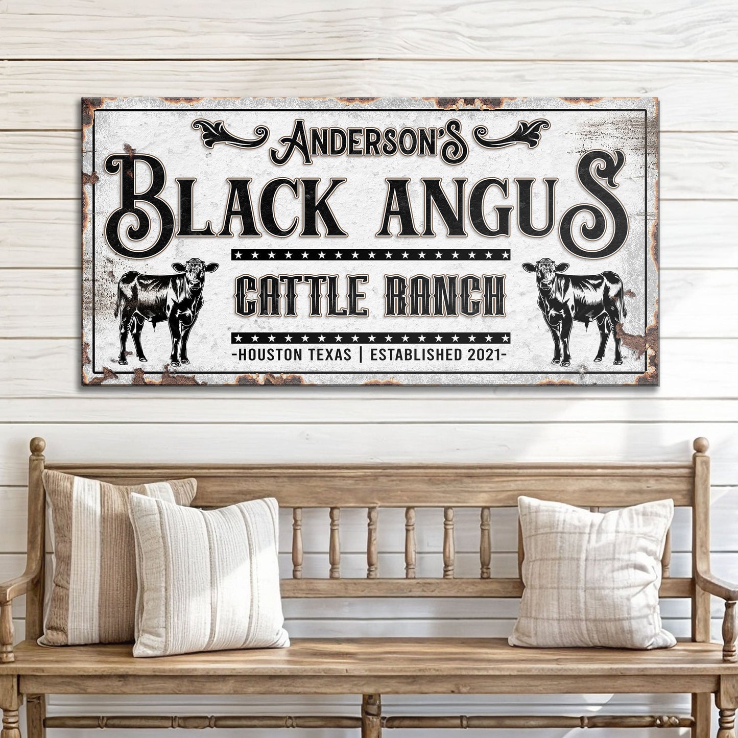 Personalized Black Angus Cattle Sign