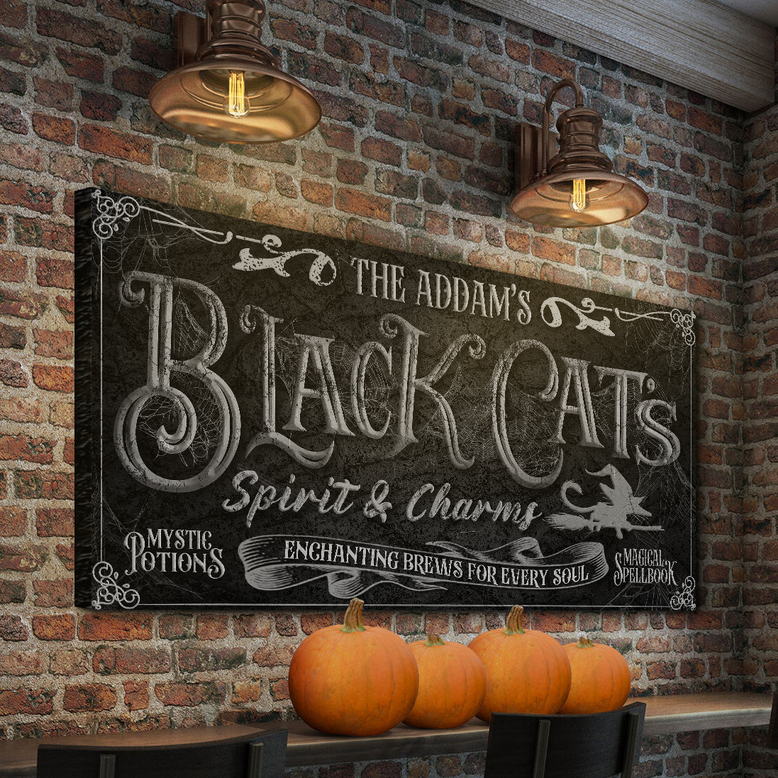 Black Cat’s Spirits & Charms Bar Halloween Sign II