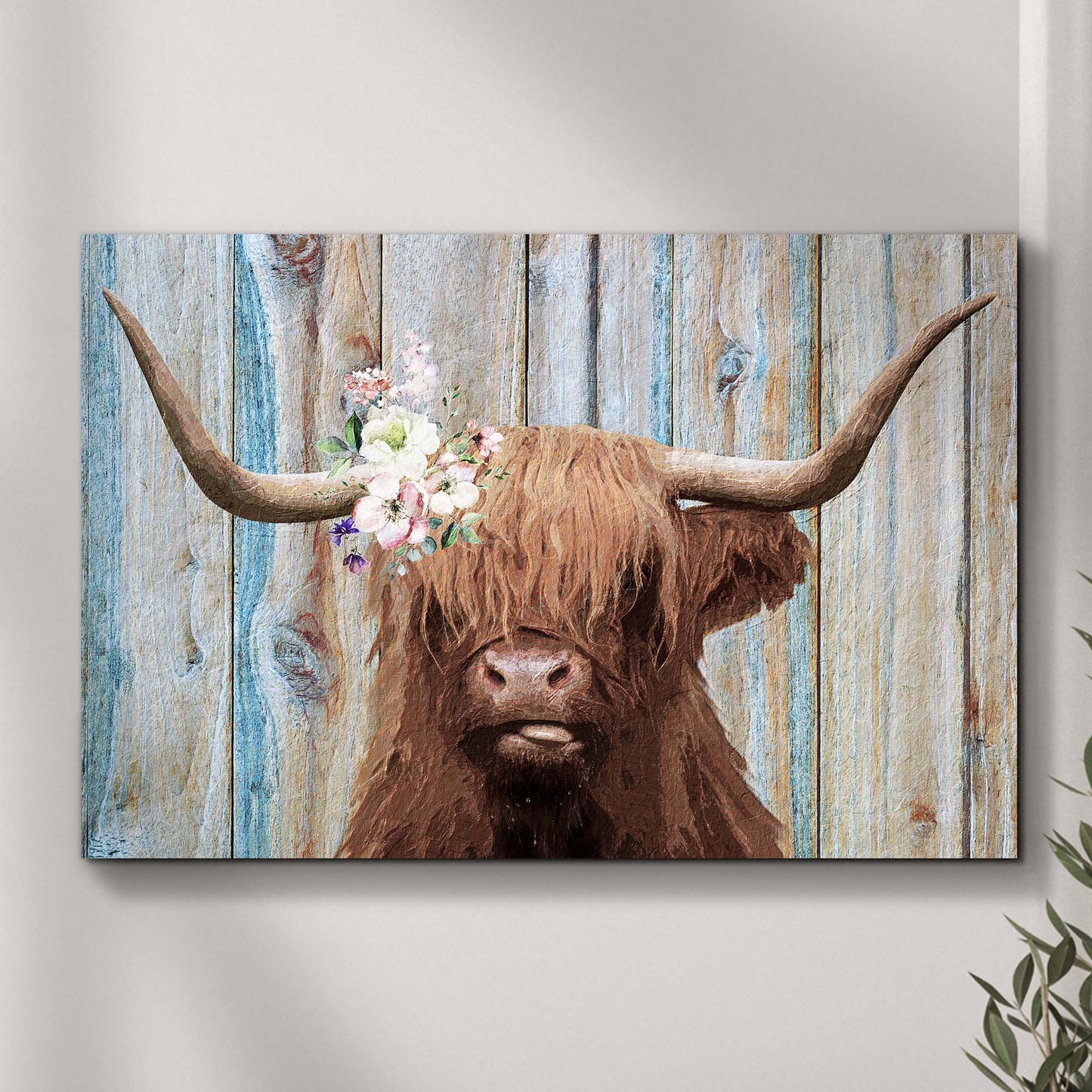 Highland Cow Rustic Painting Canvas Wall Art