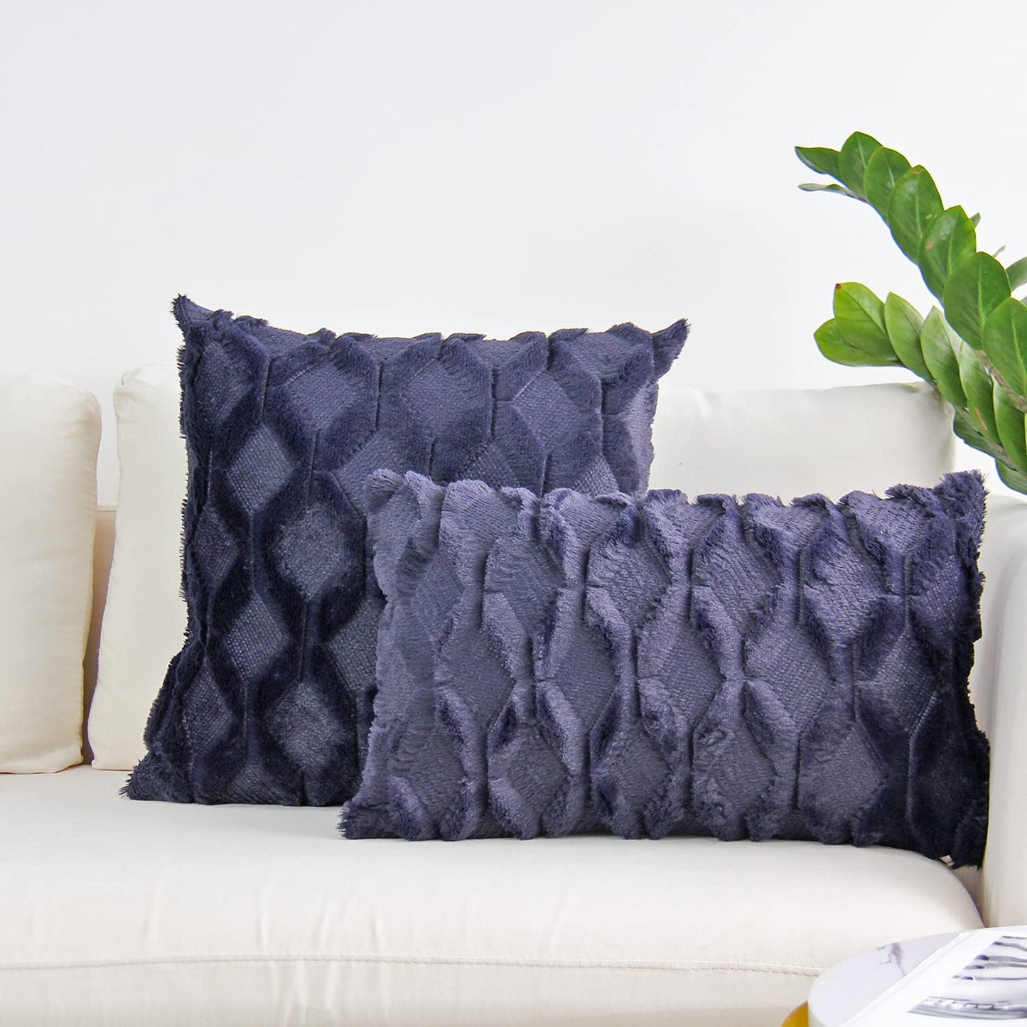 One 18"x18" with a matching color of one 12"x20" Square and rectangle combo set throw pillow covers with inserts