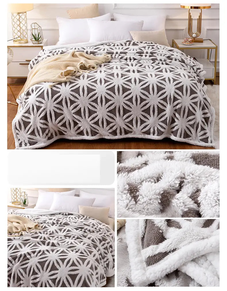 Sherpa & Milk Velvet Blanket, Pink for Office & Living Room