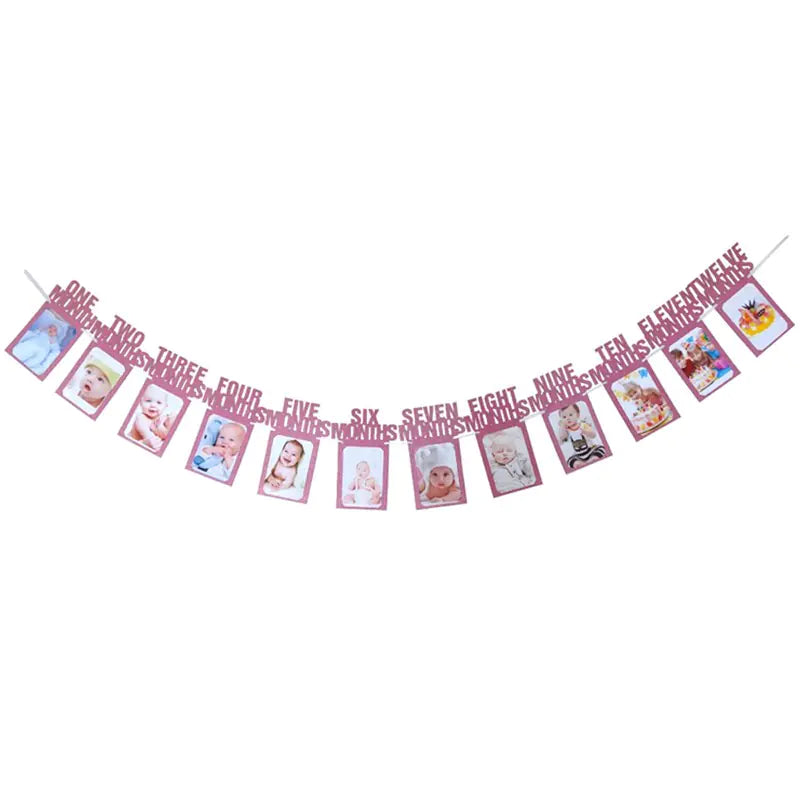 Baby's First Year Photo Wall Decor with Banners and Clips