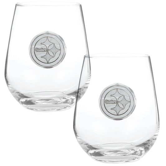 Pittsburgh Steelers 2-Piece Stemless Wine Glass Set (Aluminum)