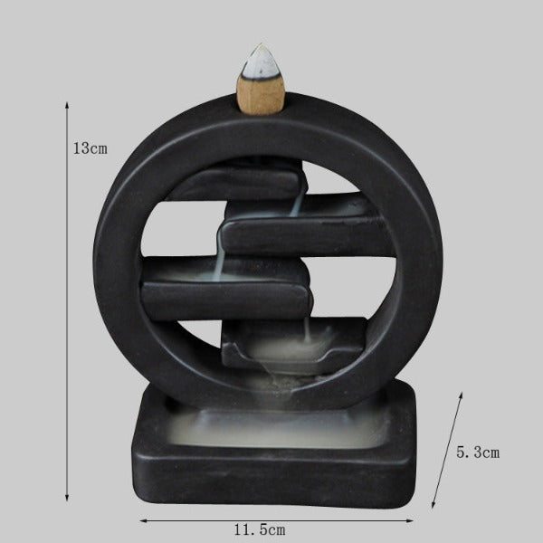 Tata Round Backflow Incense Burner Waterfall