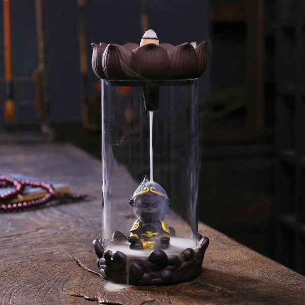 Glass Little Monk Backflow Incense Burner