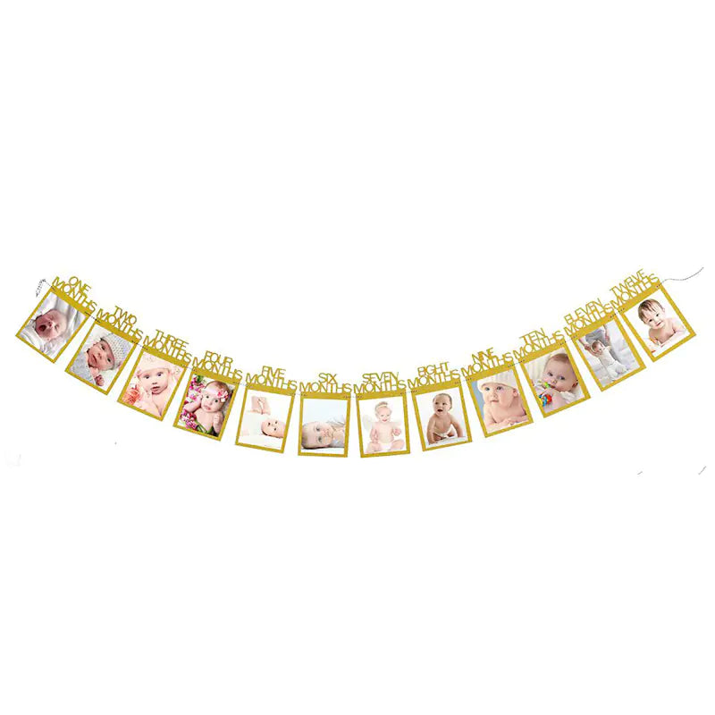 Baby's First Year Photo Wall Decor with Banners and Clips