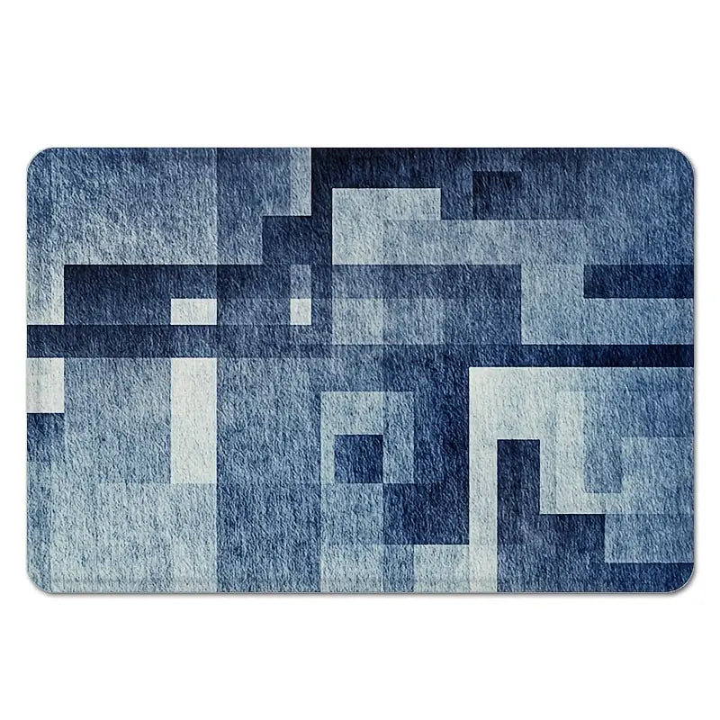 Blue Striped Area Rug for Bedroom