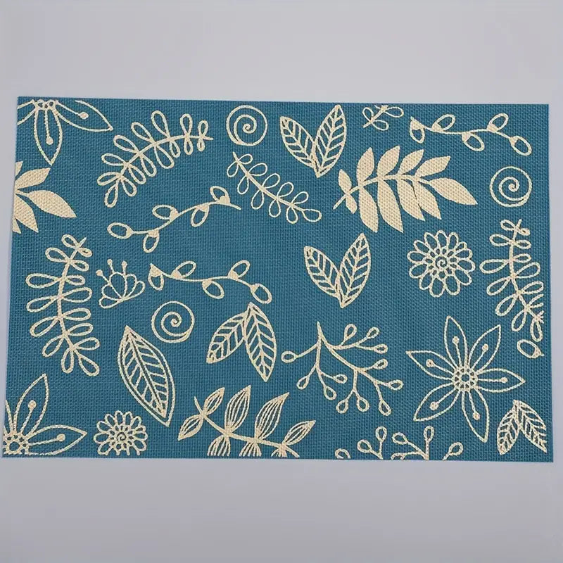 Single Rectangular PVC Table Mat with Leaf Print