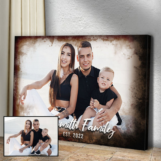 Family Portrait On Wood Sign