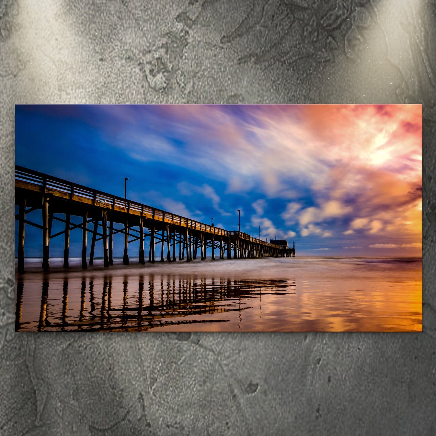 Beach Pier & Ocean Horizon Canvas Wall Art