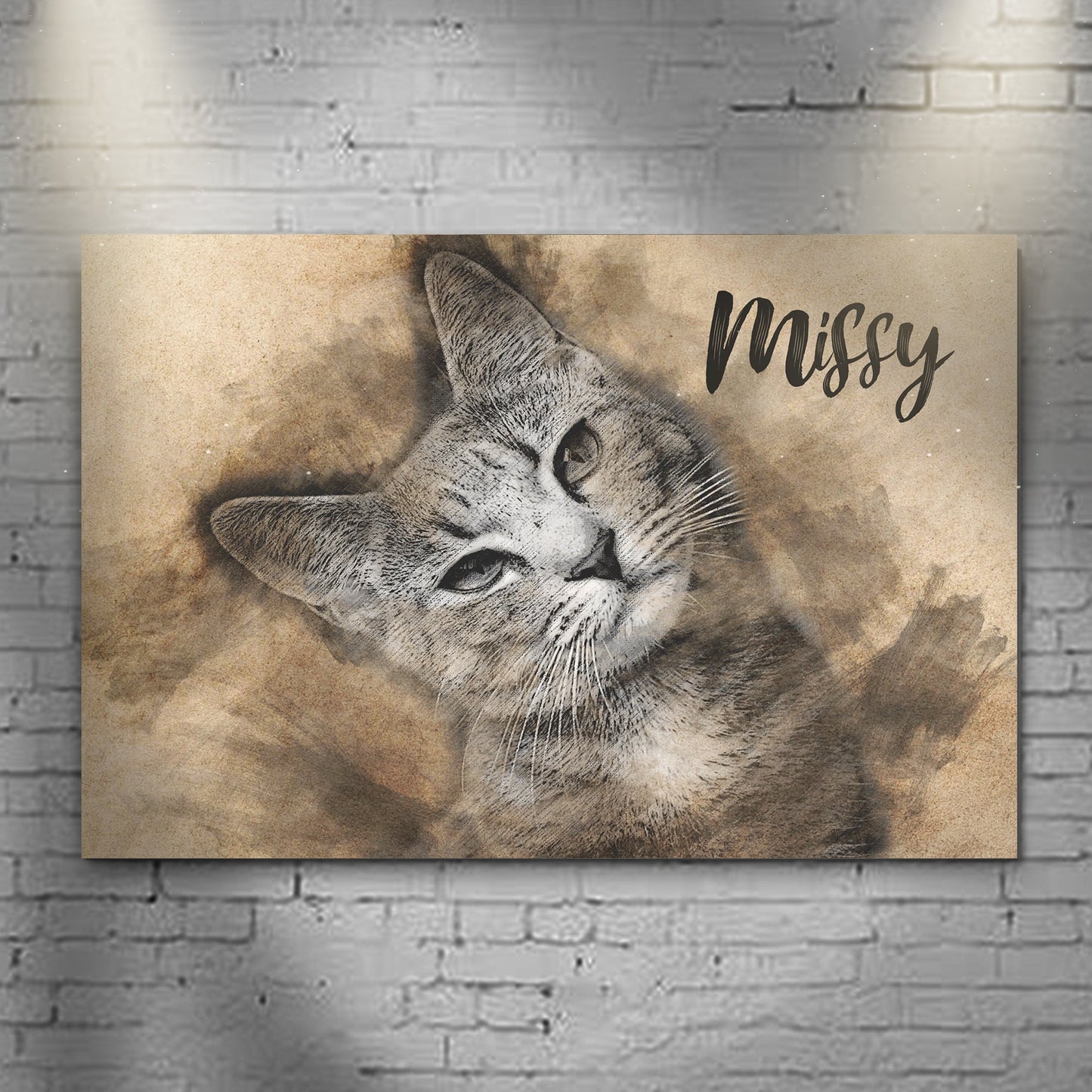 Cat Portrait Pencil Drawing Sign